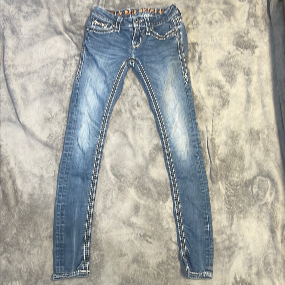 Rock Revival Blue Skinny Jeans with Natural Fading